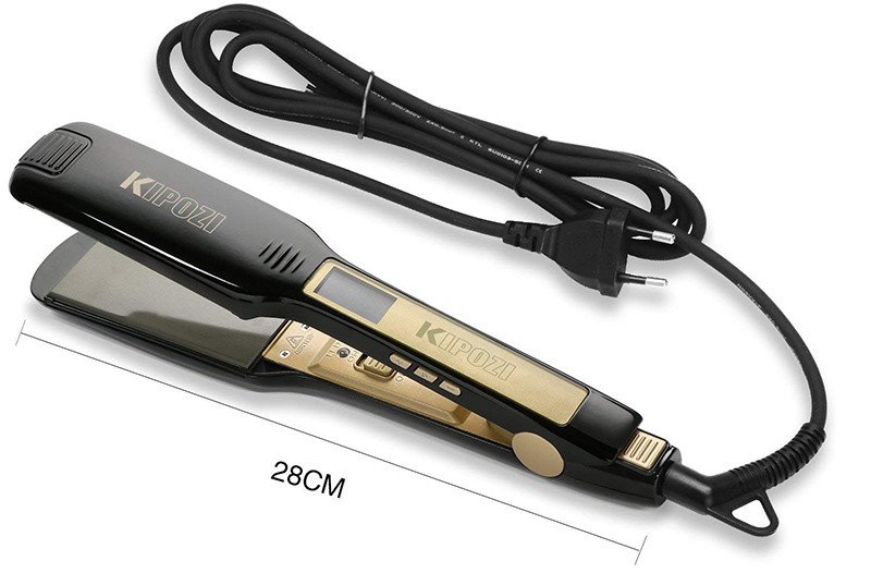 KIPOZI Lisseur Cheveux Professionnel Fer à Lisser à Larges Plaques avec Ecran LCD et Fonction Multi-voltage à Chauffe Rapide