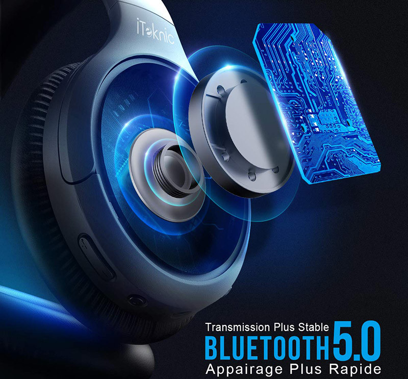 iTeknic Casque Bluetooth Réduction de Bruit Active