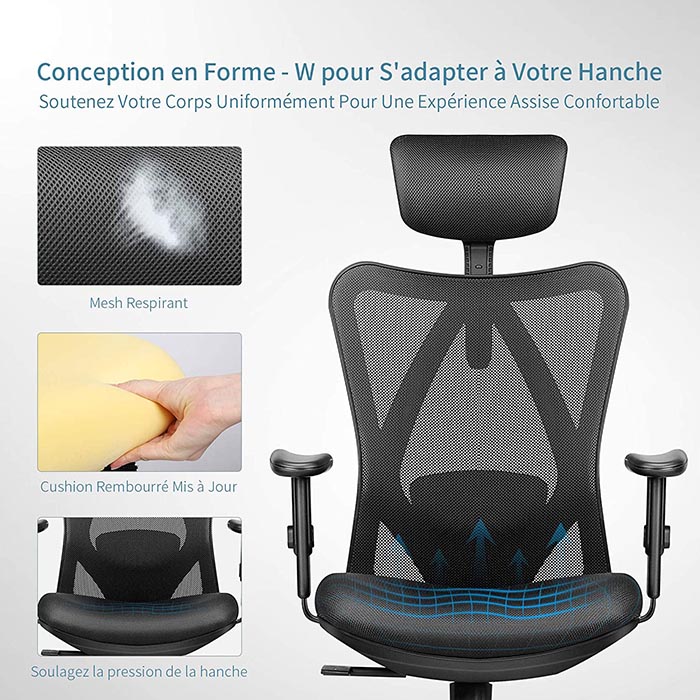 Comparatif mfavour Siège Confortable Chaise de Bureau Fauteuil Ergonomique avec Accoudoirs