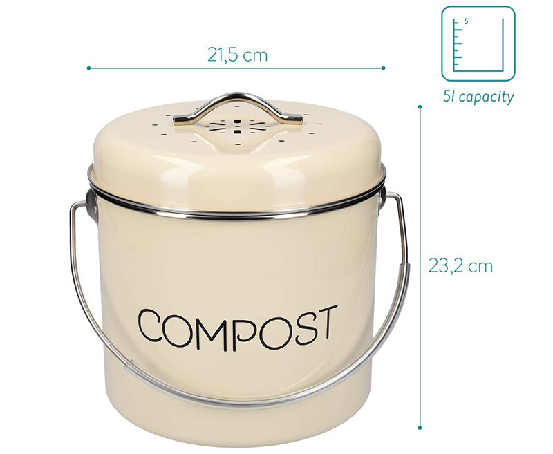 avis Navaris Poubelle à Compost 5L Bac à Compost de Cuisine en Acier Inoxydable