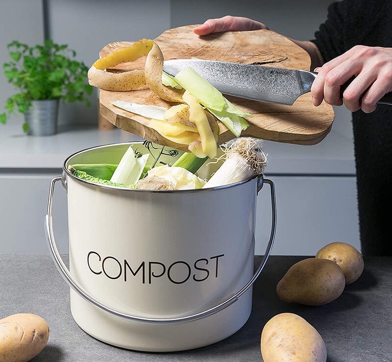 test Navaris Poubelle à Compost 5L Bac à Compost de Cuisine en Acier Inoxydable