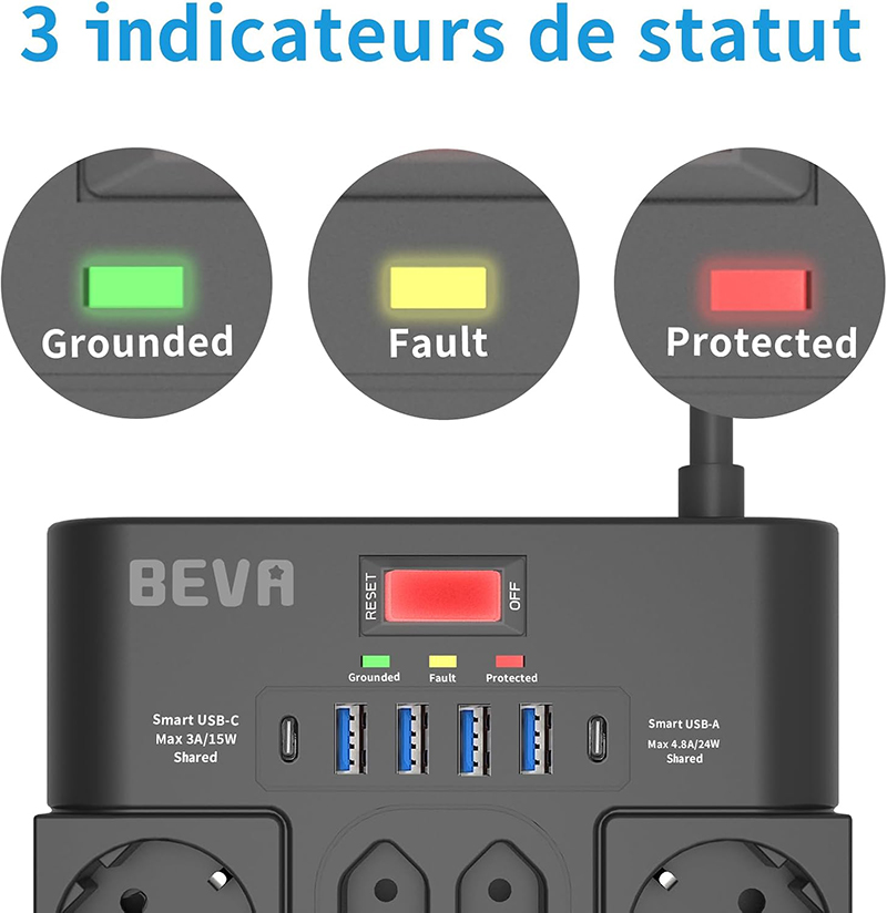 Avant Multiprise BEVA de 18 Prises avec Interrupteur (3680W16A) Test et Avis Complet