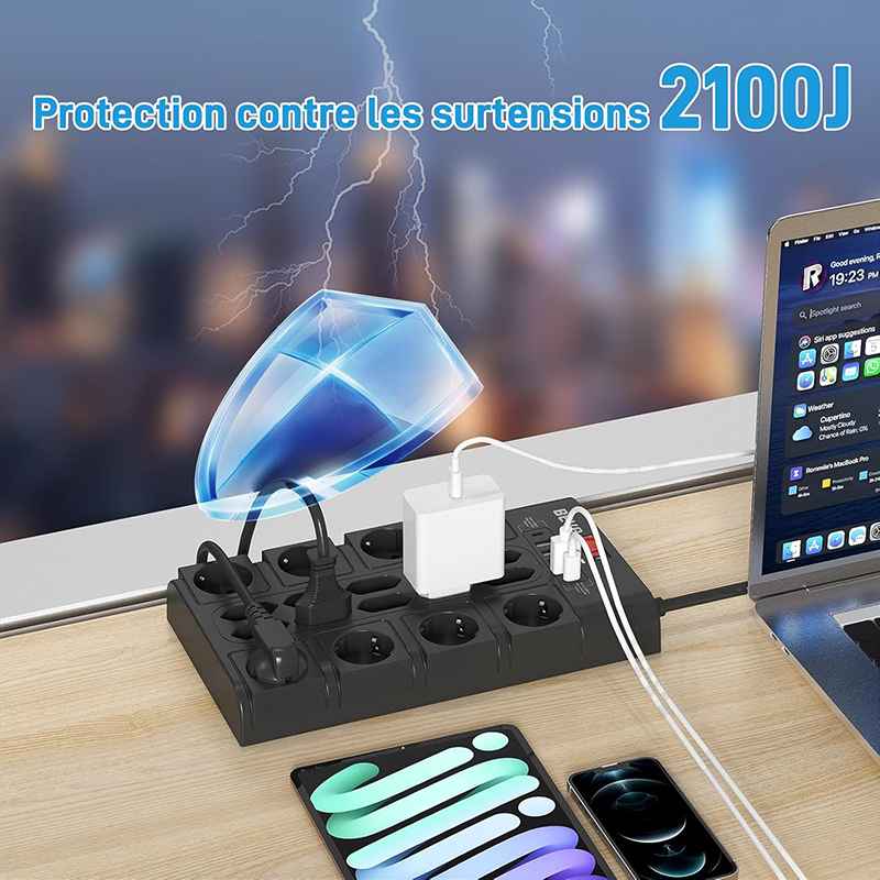 Details Multiprise BEVA de 18 Prises avec Interrupteur (3680W16A) Test et Avis Complet