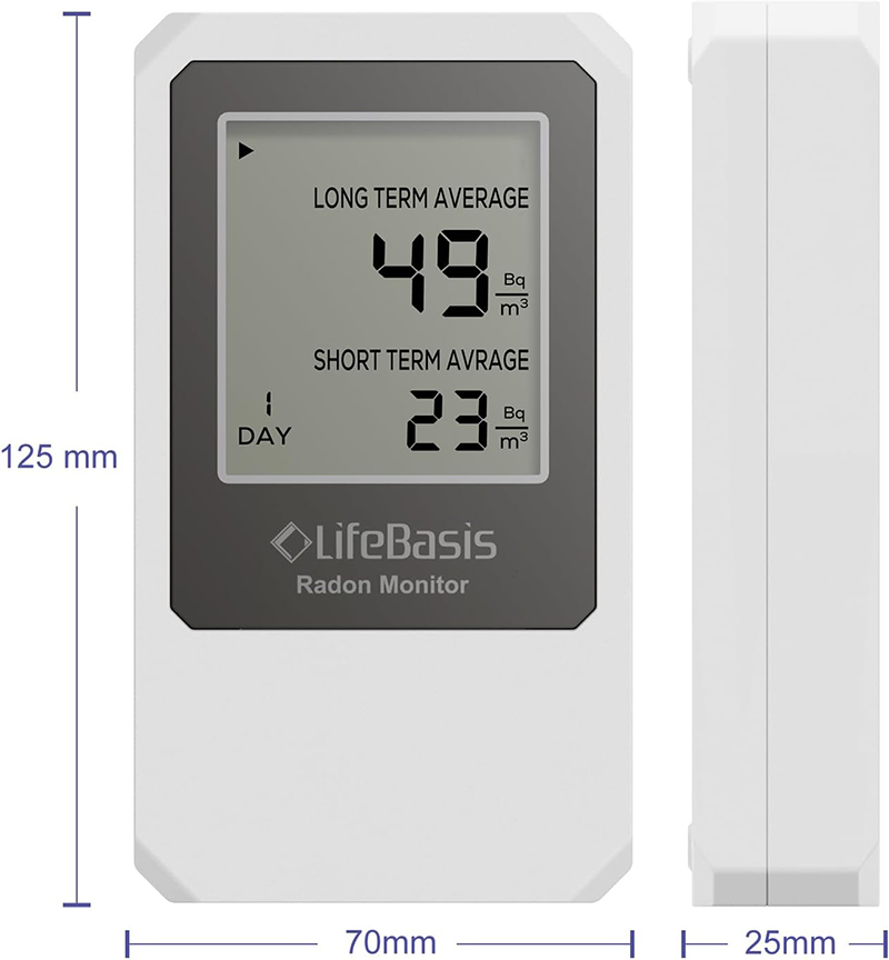 Dimensions LifeBasis Détecteur de Radon Test Complet et Avis 2025