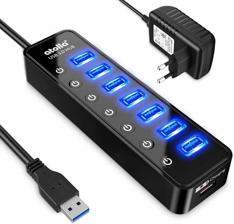 Avant Test complet du Hub USB 3.0 Atolla 7 Ports avec Interrupteurs Individuels et Alimentation 5V4A