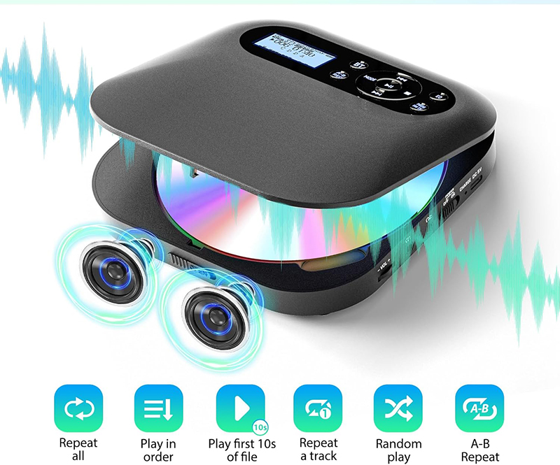 Details Test complet du Lecteur CD Portable Desobry avec Bluetooth 5.1 et Batterie Rechargeable 2000mAh