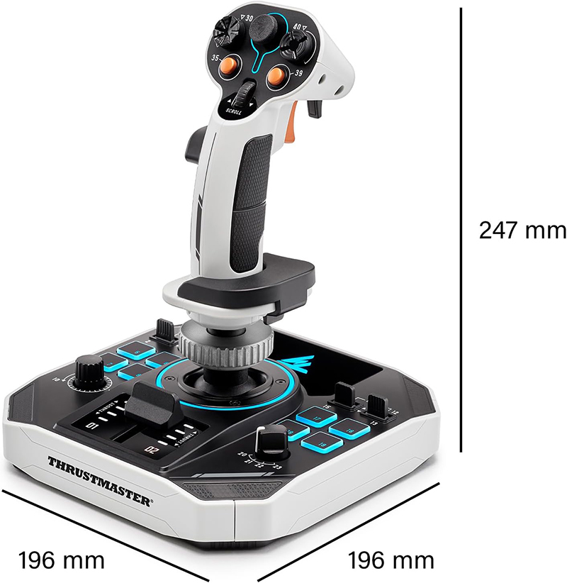 Dimensions Test complet du Thrustmaster Sol-R 1 Flightstick – Joystick Spatial Compact avec Technologie H.E.A.R.T 16-bit et 44 Commandes Assignables