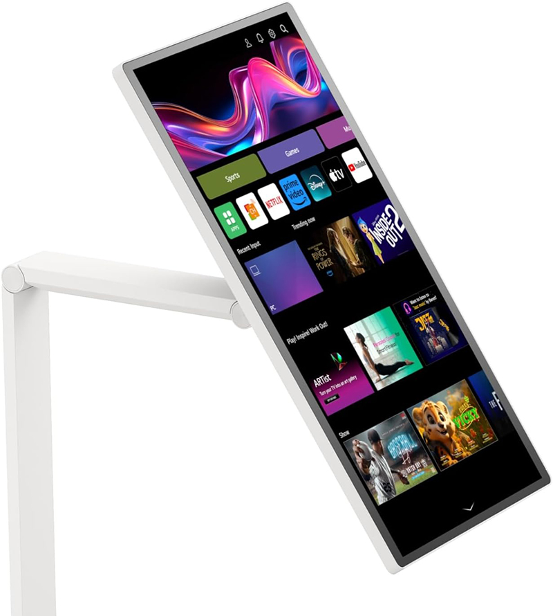Vue de Cote Test complet du LG Smart Monitor Swing 32U889SA-W 32 4K Tactile sur Pieds à Roulettes