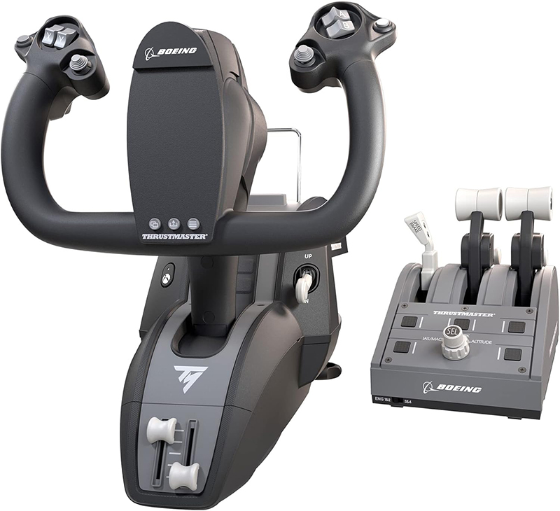 Vue de Face Test complet du Thrustmaster TCA Yoke Pack Boeing Edition - Système de contrôle de vol haute précision avec licence officielle Boeing