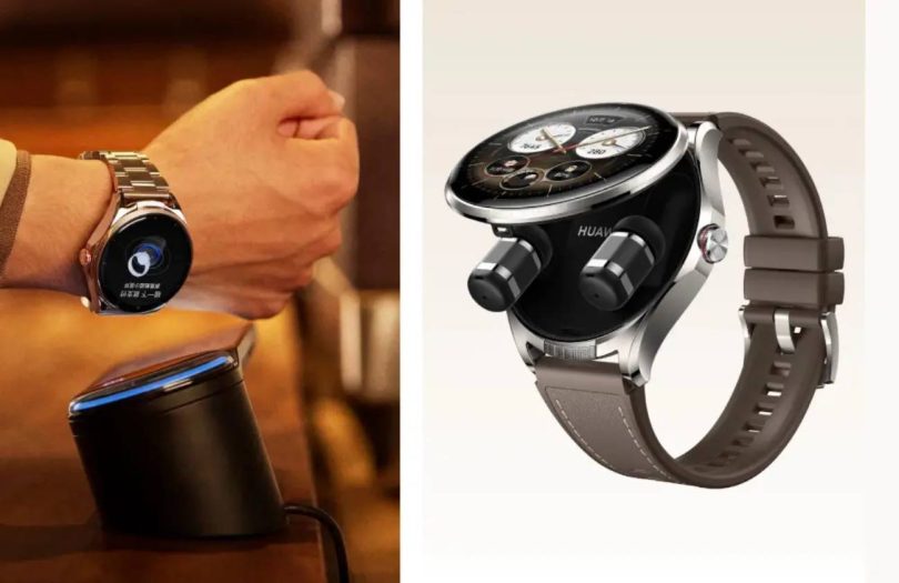 Huawei Watch Buds 2, montre connectée hybride avec écouteurs sans fil intégrés dans le boîtier, écran AMOLED circulaire et lunette en titane