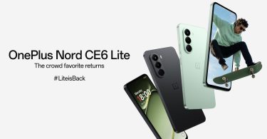 Affiche officielle du OnePlus Nord CE6 Lite montrant le design arrière vertical en coloris "Hyper Black" et "Vivid Mint", confirmant le processeur Dimensity 7400 Apex et un écran 144Hz.