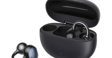 SOUNDPEATS UU2 Ear Cuff, écouteurs sans fil open-ear à clip avec pont nickel-titane et boîtier de charge ovale, en coloris noir et bleu acier