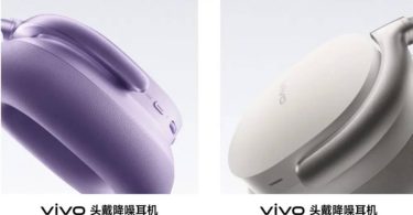 Gros plan sur les écouteurs du premier casque circum-aural à réduction de bruit active de Vivo, dans ses deux coloris Breeze Purple (violet) et Cloud White (blanc), au design minimaliste avec coussinets en cuir éco texturé.