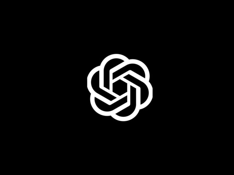 Logo officiel d'OpenAI en blanc sur fond noir, illustrant l'annonce des nouveaux modèles gpt-4o-realtime-preview pour l'intégration audio native via API.