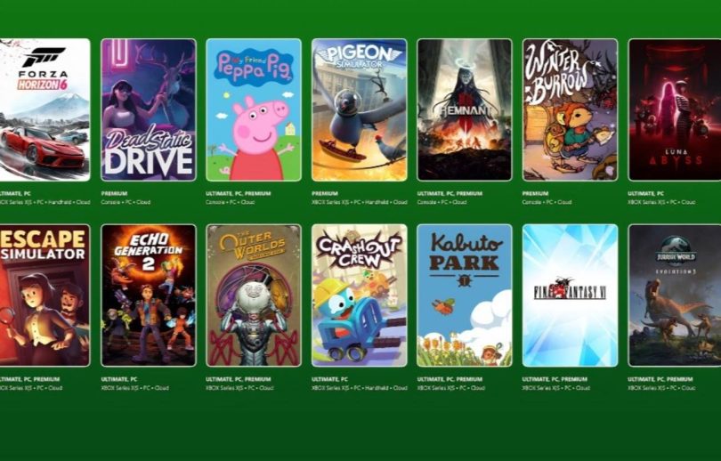 Grille de jaquettes de jeux vidéo illustrant la seconde vague d'ajouts au Xbox Game Pass pour mai 2026, mettant en avant des titres très attendus comme Remnant II, Luna Abyss, ainsi que d'autres nouveautés du catalogue sur le fond vert emblématique de la console.