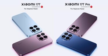 Matériel promotionnel officiel affichant les smartphones Xiaomi 17T et 17T Pro dans divers coloris (bleu, violet, rose). L'image met en évidence le module photo carré et le slogan "The Telephoto Master" co-conçu avec Leica.