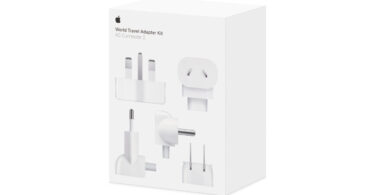 Boîte du kit d'adaptateurs de voyage Apple 2026 avec ses cinq têtes de prise AC Connector 2 pour les chargeurs USB-C Apple