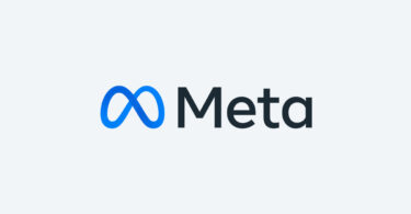 Logo officiel de Meta, le symbole infini bleu suivi du nom Meta, sur fond gris clair