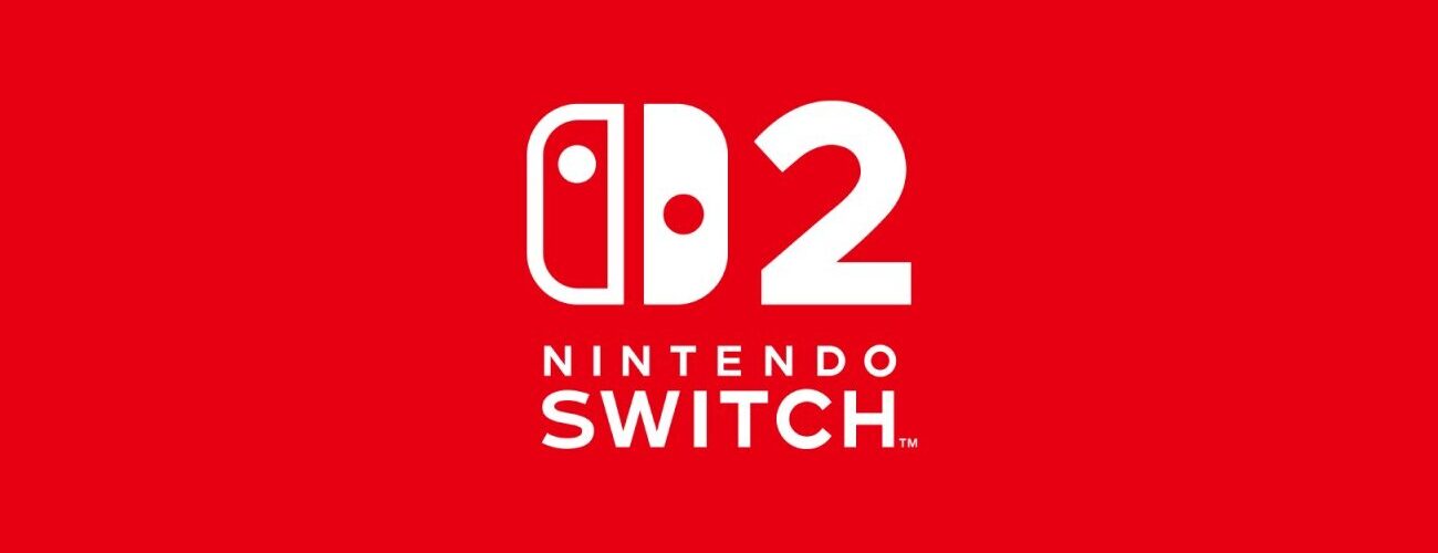 Le logo officiel de la Nintendo Switch 2 en blanc sur fond rouge, illustrant le débat sur les Game-Key Cards et les cartouches complètes