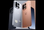 Trois OnePlus 16 en noir, argent et cuivre vus de dos, avec leur module photo à trois capteurs et le chiffre 16 sur la version argent