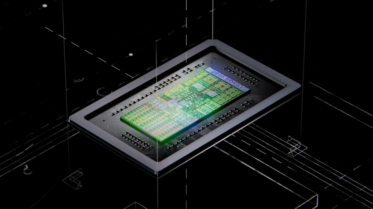 Vue en perspective de la puce Nvidia RTX Spark sur son substrat, qui réunit processeur Arm et partie graphique Blackwell dans un seul composant