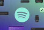 Logo Spotify entouré d'écrans de l'application : badge AI Persona, badge de vérification des artistes et outil de validation des sorties, interface traduite en français