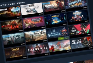 Grille de jeux Steam sortis le mois dernier recommandés selon le profil du joueur, avec les mentions Souhaité et Possédé, illustrant le calendrier personnel de la boutique Steam