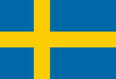 Drapeau de la Suède, croix scandinave jaune sur fond bleu, illustration de la décision du gouvernement suédois de bloquer ChatGPT et Claude sur les postes de ses ministères