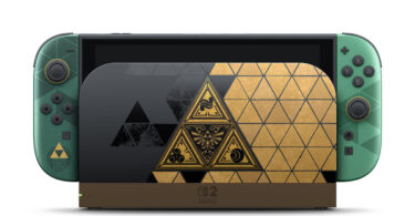 Nintendo Switch 2 édition 40e anniversaire de The Legend of Zelda, Joy-Con 2 verts et station d'accueil dorée aux motifs Triforce, visuel officiel Nintendo, sortie le 29 octobre