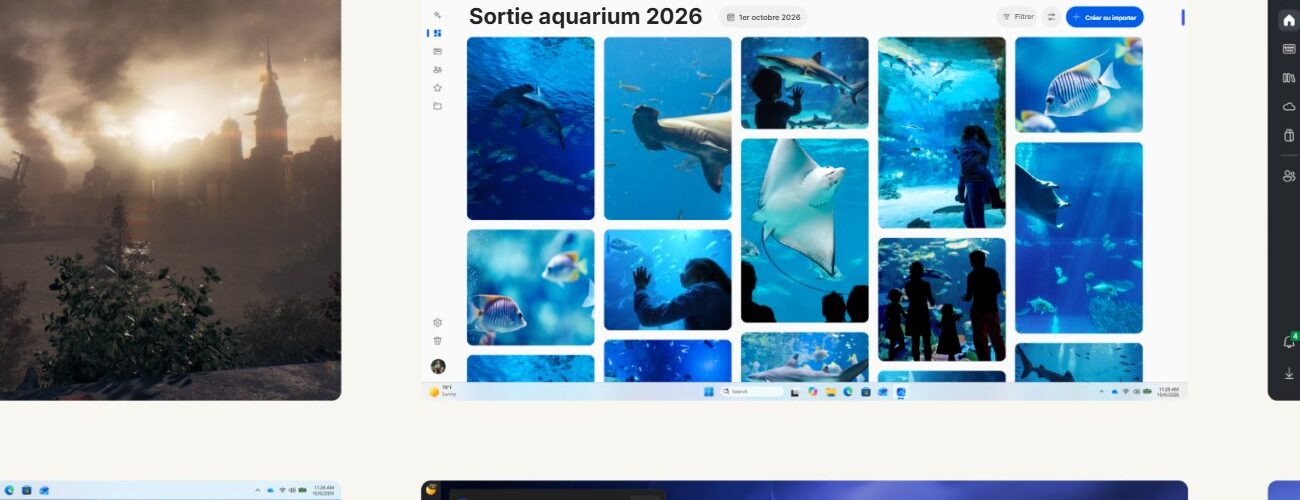 Visuel officiel Microsoft de Windows 11 26H2 avec la nouvelle application Photos et sa galerie, illustrant les gains de réactivité et de gestion de la mémoire vive sur les PC à 8 Go de RAM