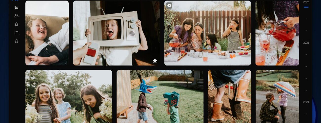 Nouvelle application Photos de Windows 11 avec sa galerie unique réunissant les photos du PC, de OneDrive et d'iCloud, interface traduite en français